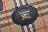 Authentic Burberrys Vintage Nova Check Canvas Leather Boston Bag Beige 4651J