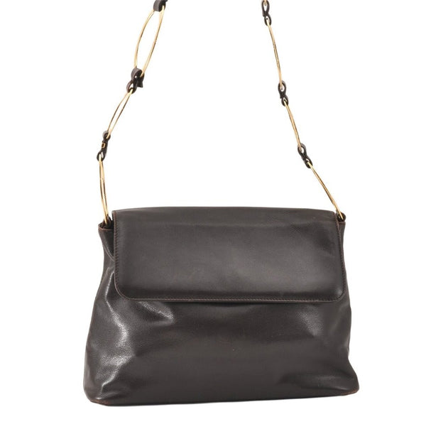 Authentic GUCCI Vintage Shoulder Bag Purse Leather Brown Junk 4651K