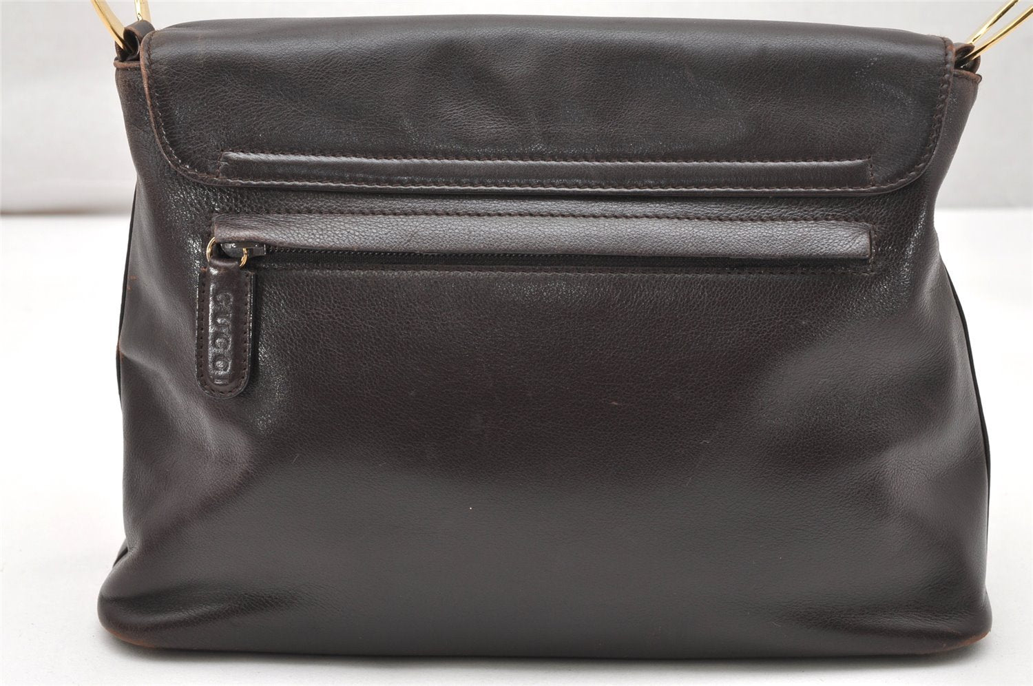 Authentic GUCCI Vintage Shoulder Bag Purse Leather Brown Junk 4651K