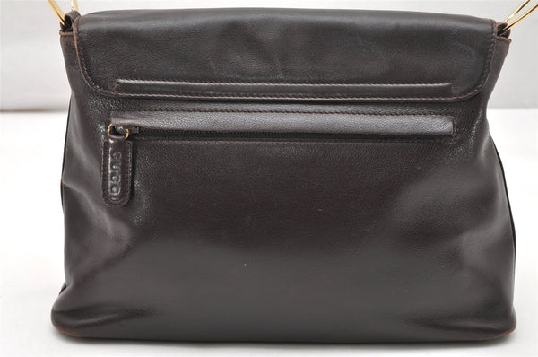 Authentic GUCCI Vintage Shoulder Bag Purse Leather Brown Junk 4651K