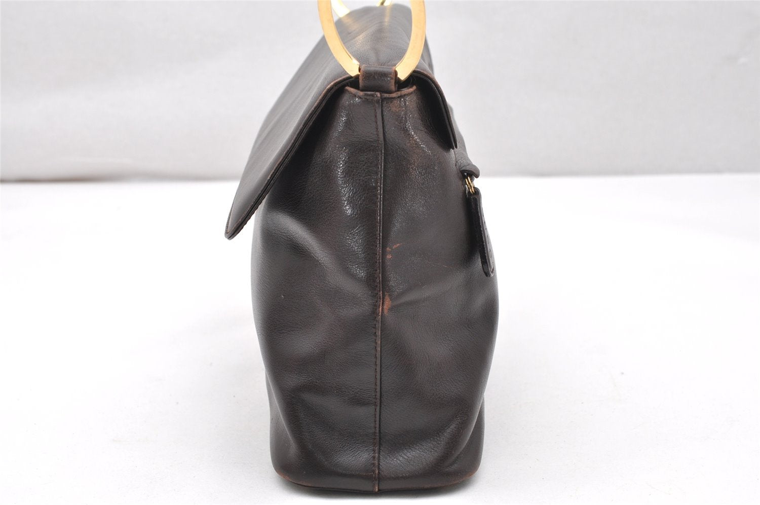 Authentic GUCCI Vintage Shoulder Bag Purse Leather Brown Junk 4651K