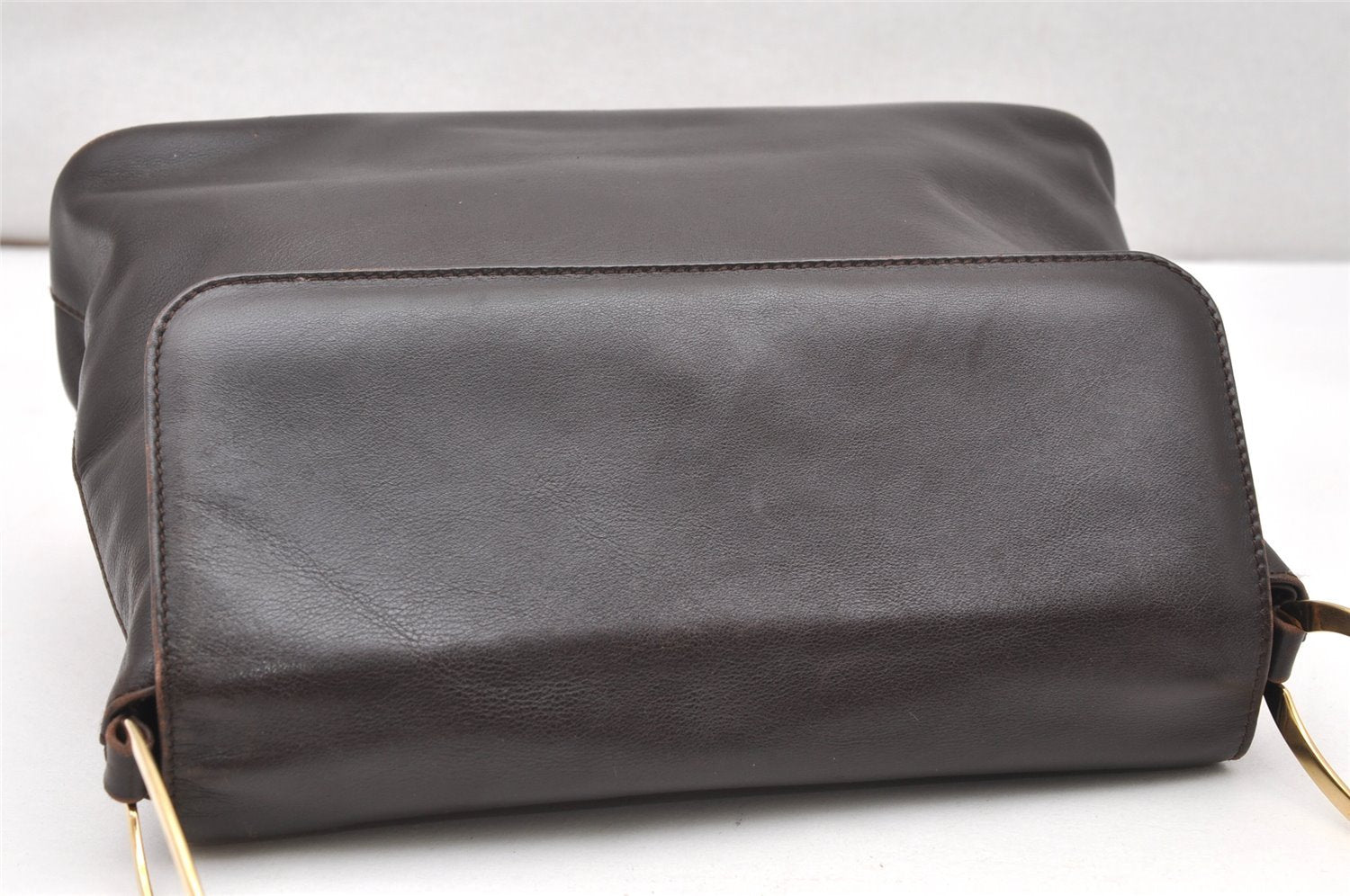 Authentic GUCCI Vintage Shoulder Bag Purse Leather Brown Junk 4651K