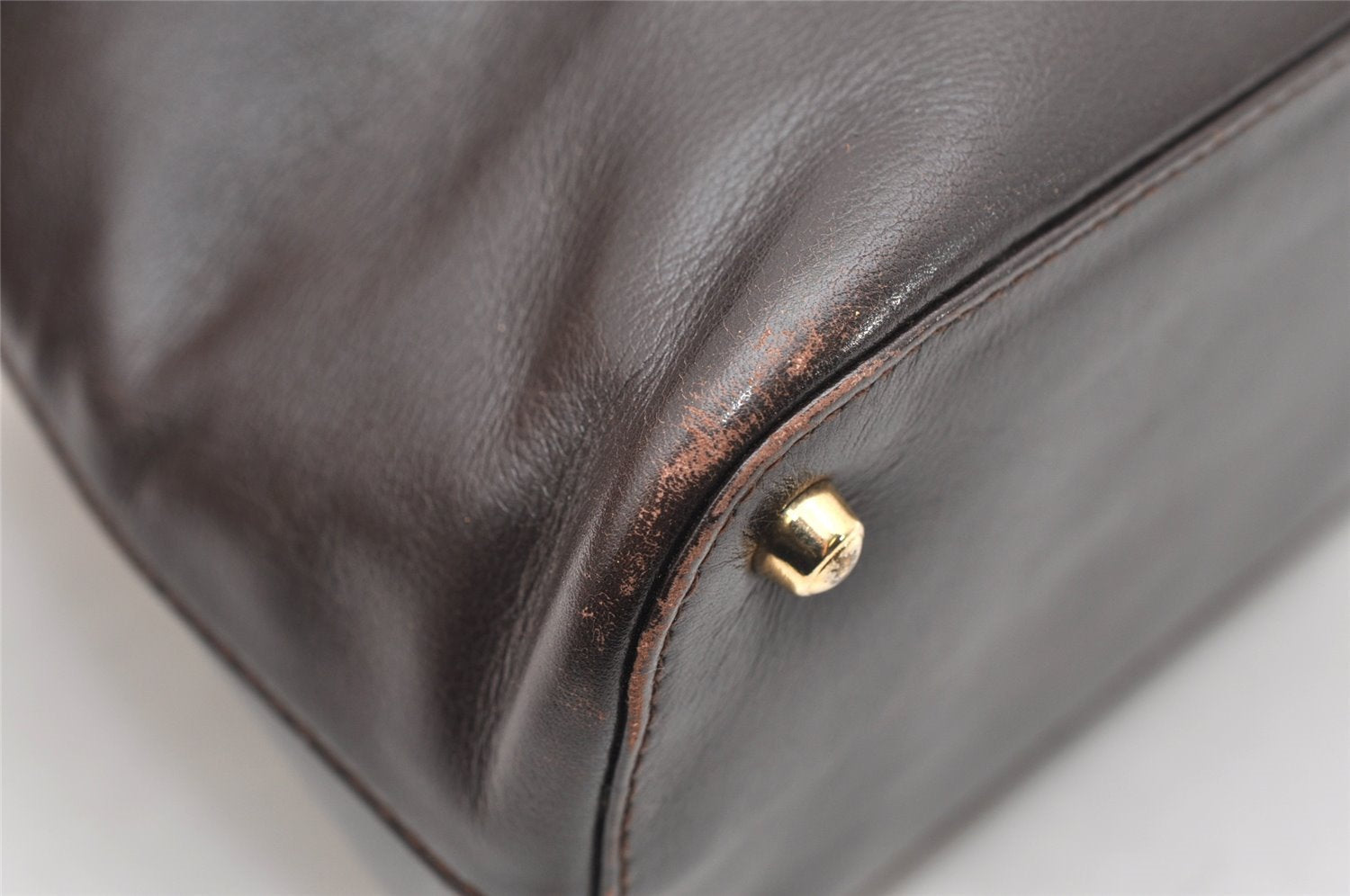 Authentic GUCCI Vintage Shoulder Bag Purse Leather Brown Junk 4651K