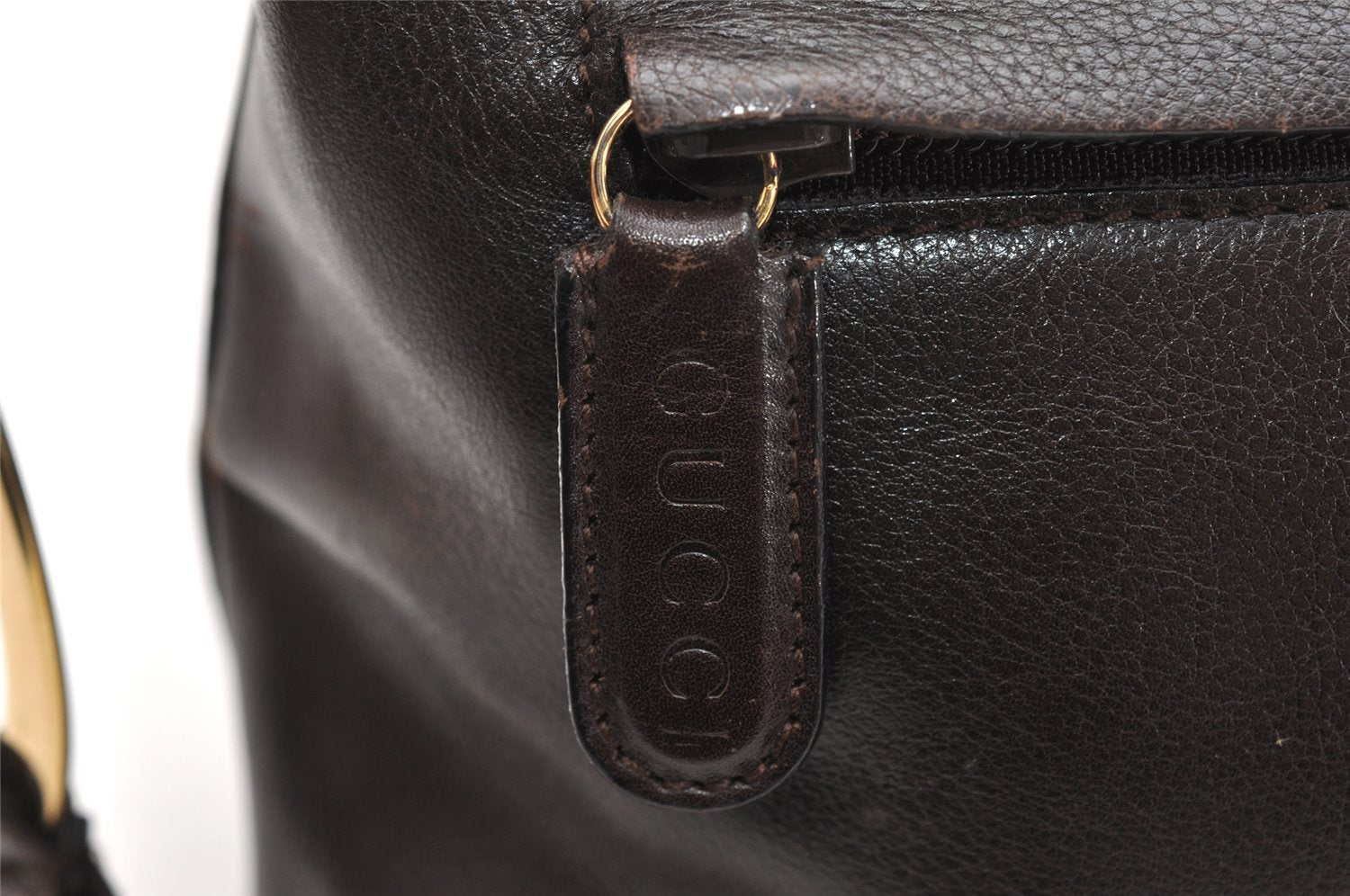 Authentic GUCCI Vintage Shoulder Bag Purse Leather Brown Junk 4651K