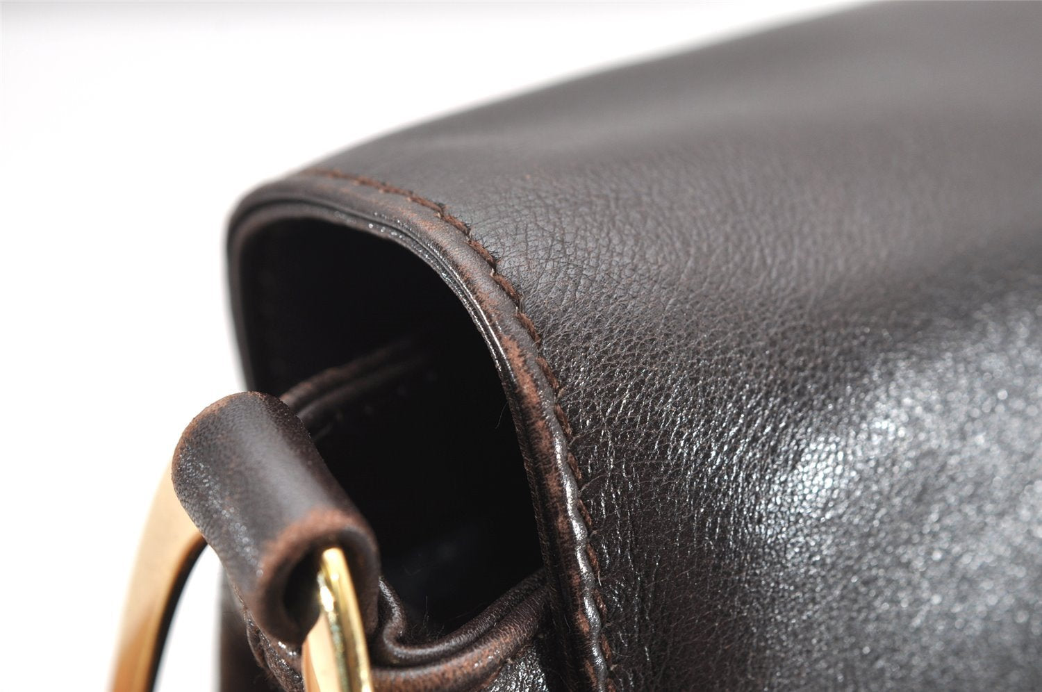 Authentic GUCCI Vintage Shoulder Bag Purse Leather Brown Junk 4651K