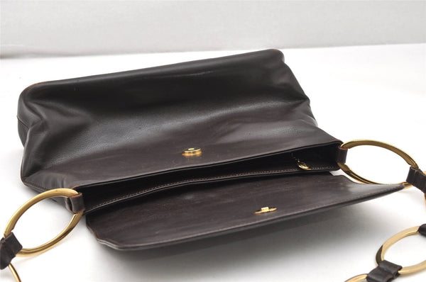 Authentic GUCCI Vintage Shoulder Bag Purse Leather Brown Junk 4651K