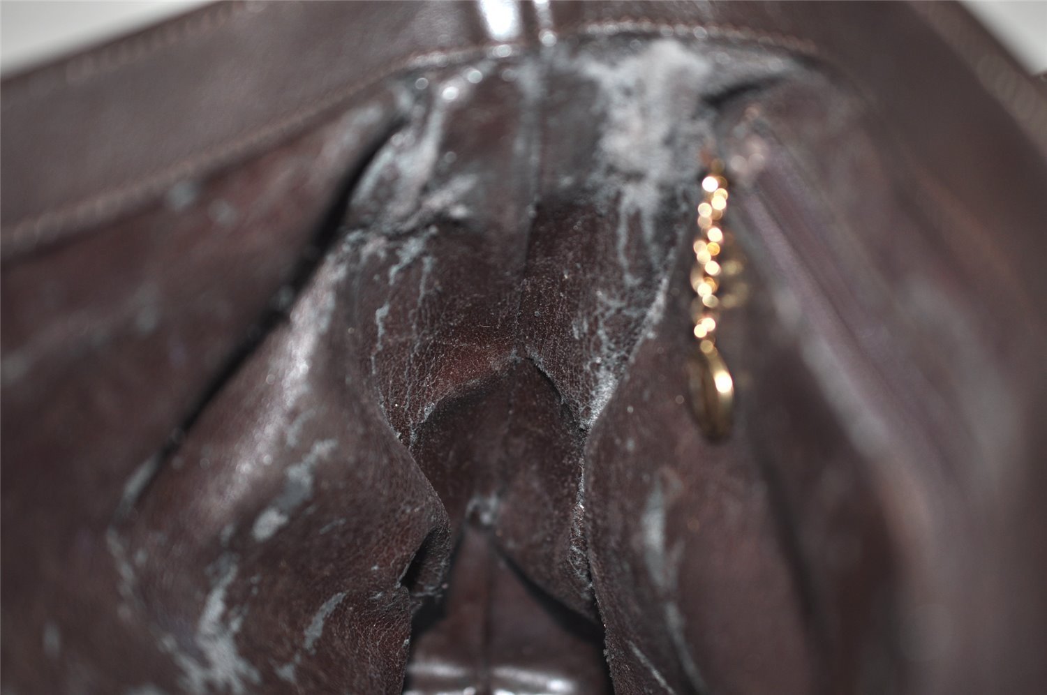 Authentic GUCCI Vintage Shoulder Bag Purse Leather Brown Junk 4651K