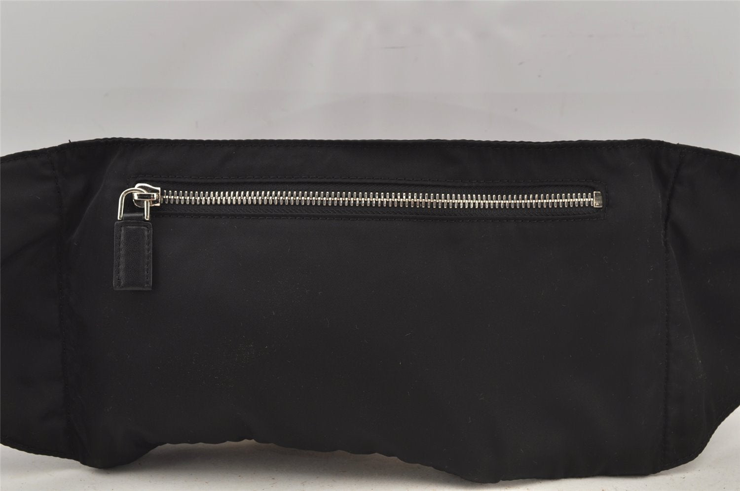 Authentic PRADA Vintage Nylon Tessuto Leather Waist Body Bag Purse Black 4652J