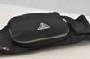 Authentic PRADA Vintage Nylon Tessuto Leather Waist Body Bag Purse Black 4652J