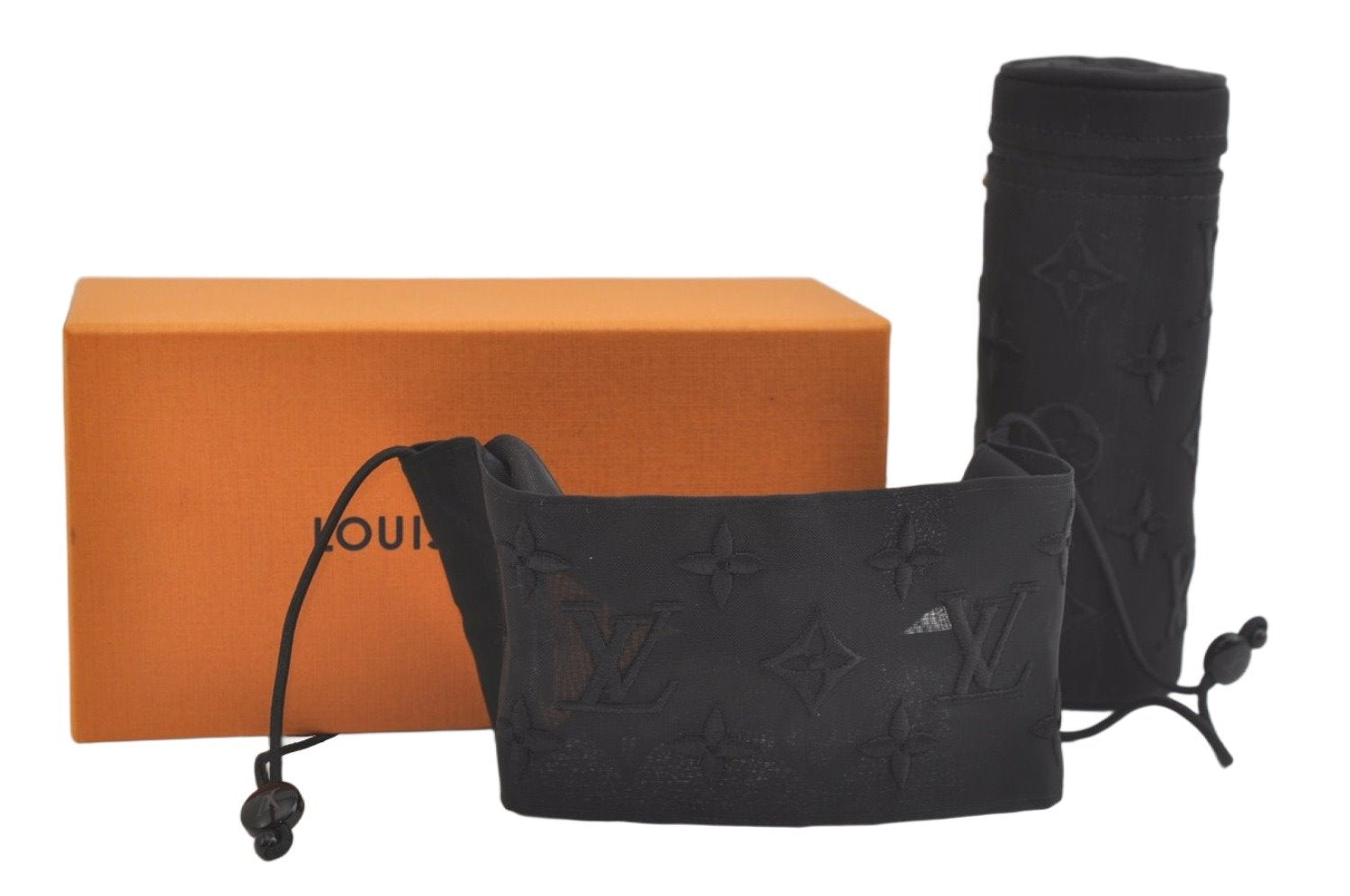 Auth Louis Vuitton Monogram Nylon Mask Cover Black M77147 Box 4652K