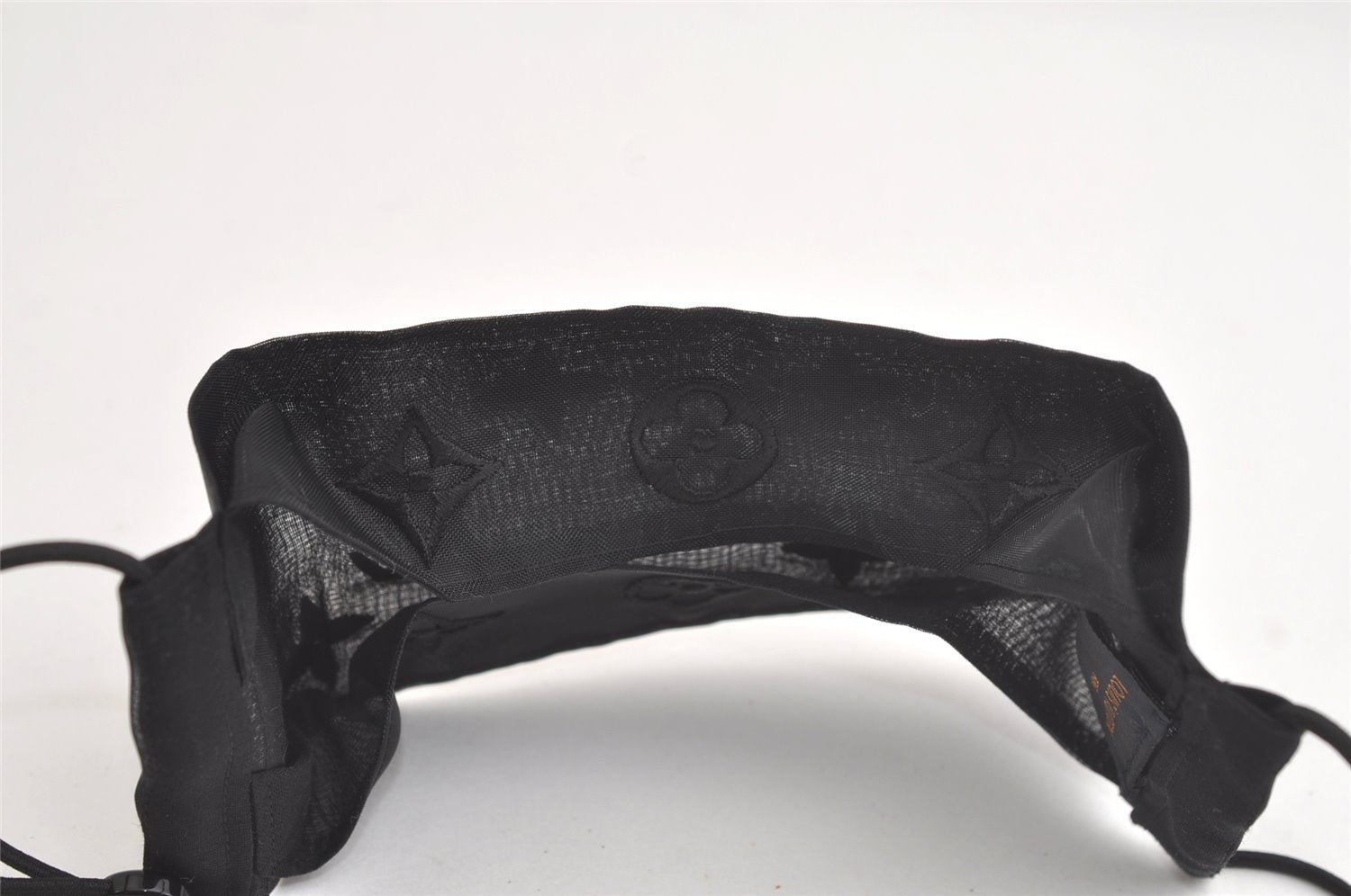 Auth Louis Vuitton Monogram Nylon Mask Cover Black M77147 Box 4652K