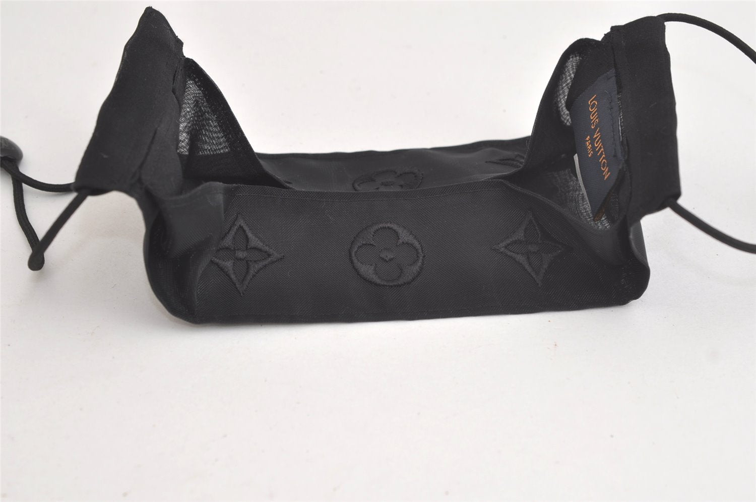 Auth Louis Vuitton Monogram Nylon Mask Cover Black M77147 Box 4652K