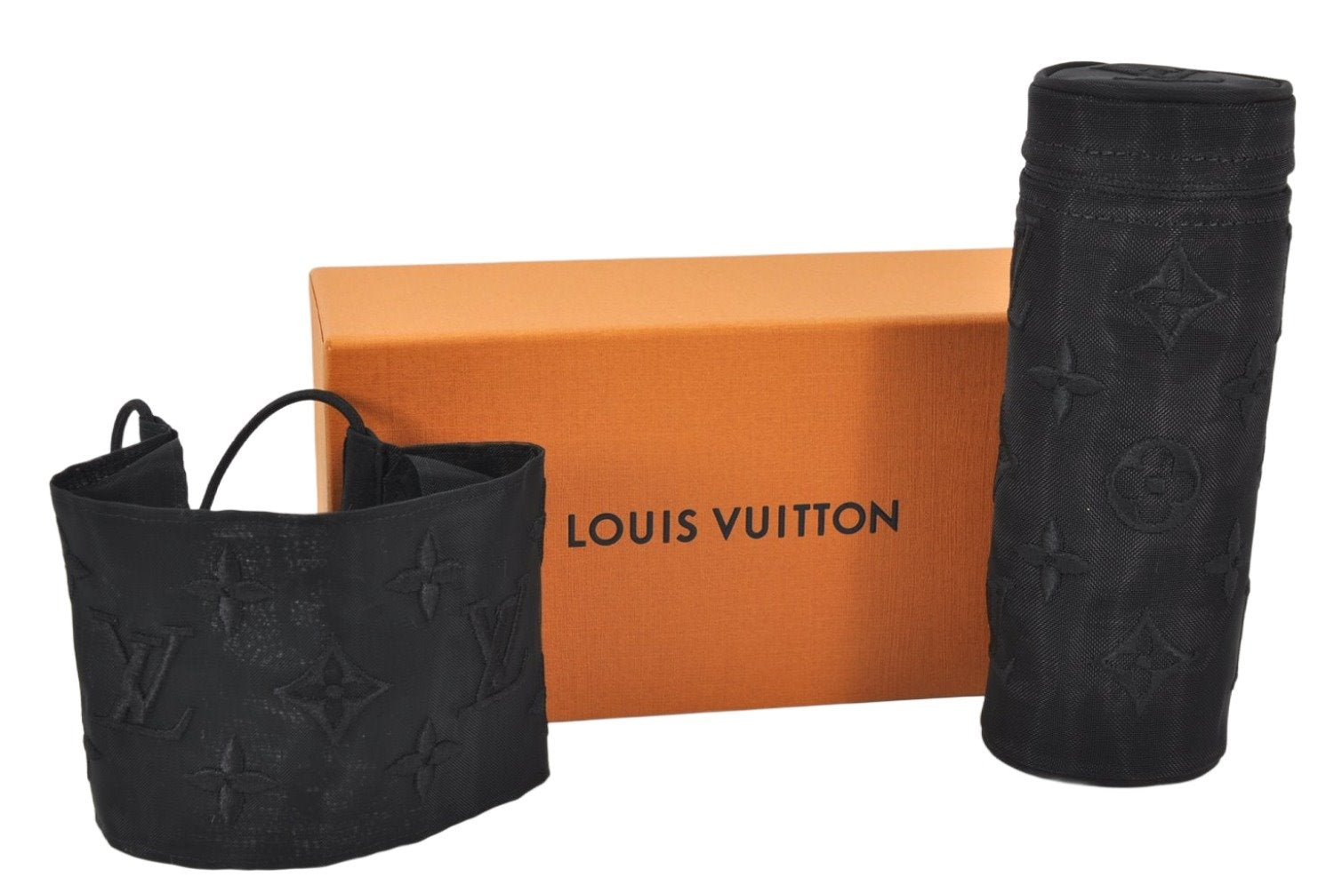 Auth Louis Vuitton Monogram Nylon Mask Cover Black M77147 Box 4653K