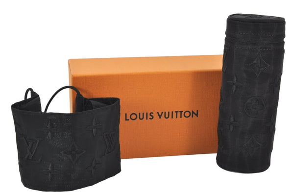 Auth Louis Vuitton Monogram Nylon Mask Cover Black M77147 Box 4653K