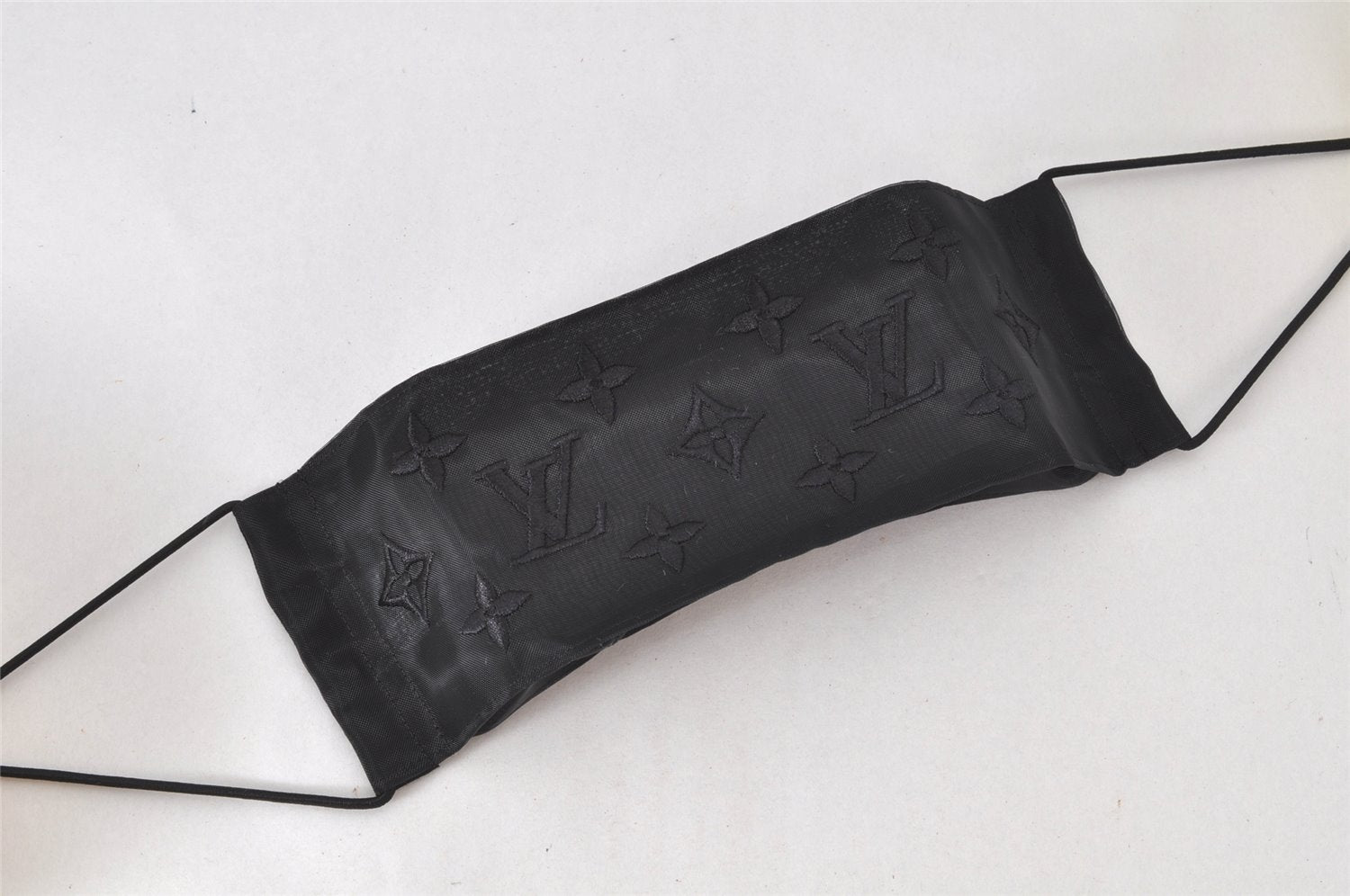 Auth Louis Vuitton Monogram Nylon Mask Cover Black M77147 Box 4653K