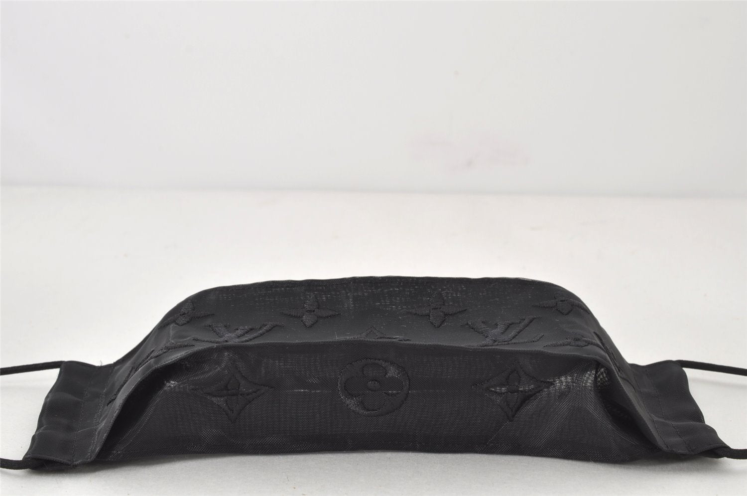 Auth Louis Vuitton Monogram Nylon Mask Cover Black M77147 Box 4653K