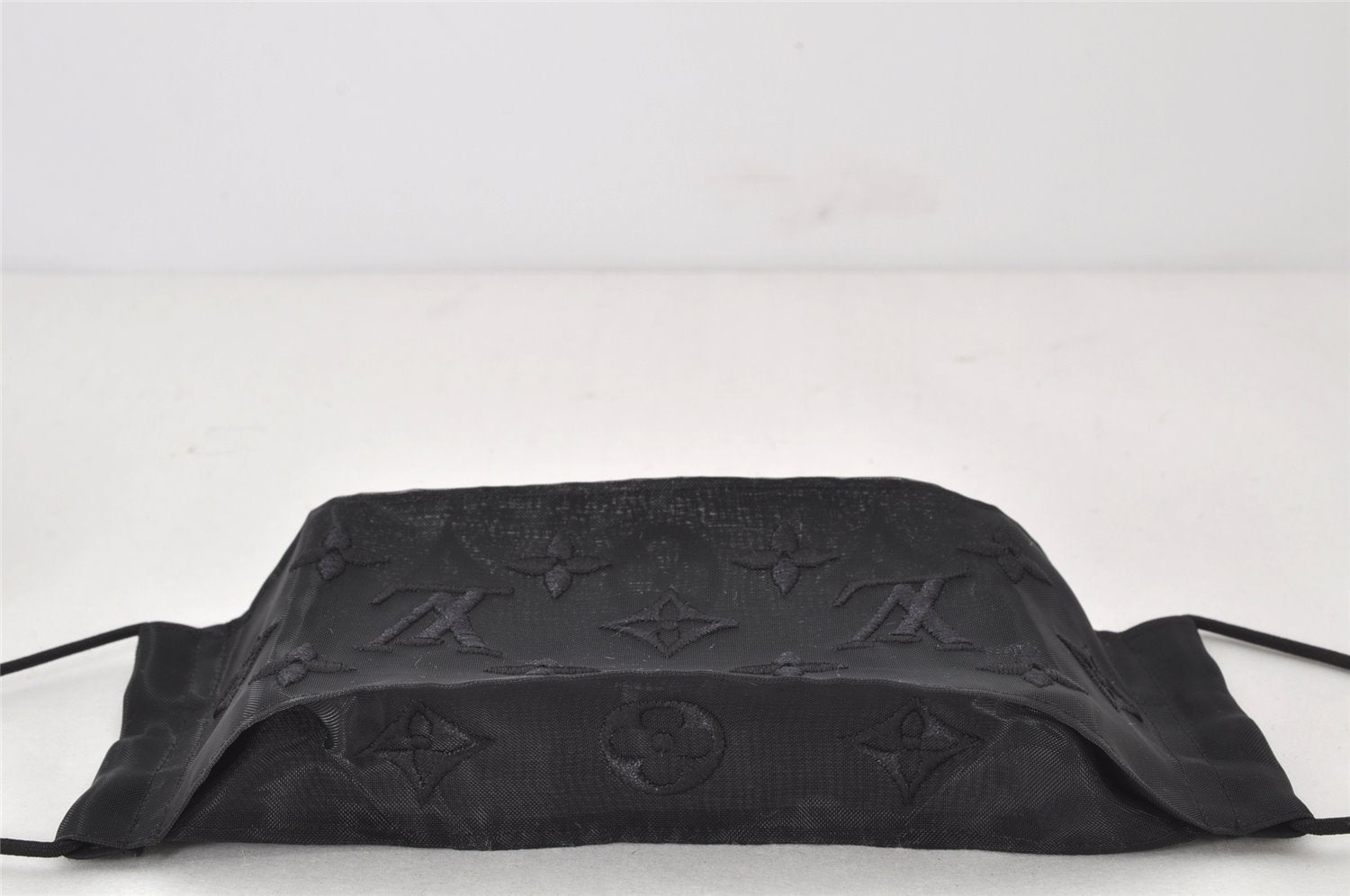 Auth Louis Vuitton Monogram Nylon Mask Cover Black M77147 Box 4653K