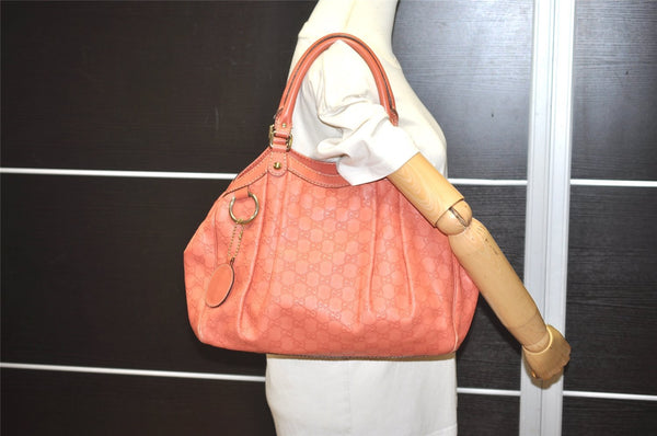 Authentic GUCCI Guccissima Sukey Shoulder Tote Bag GG Leather 211944 Pink 4655I