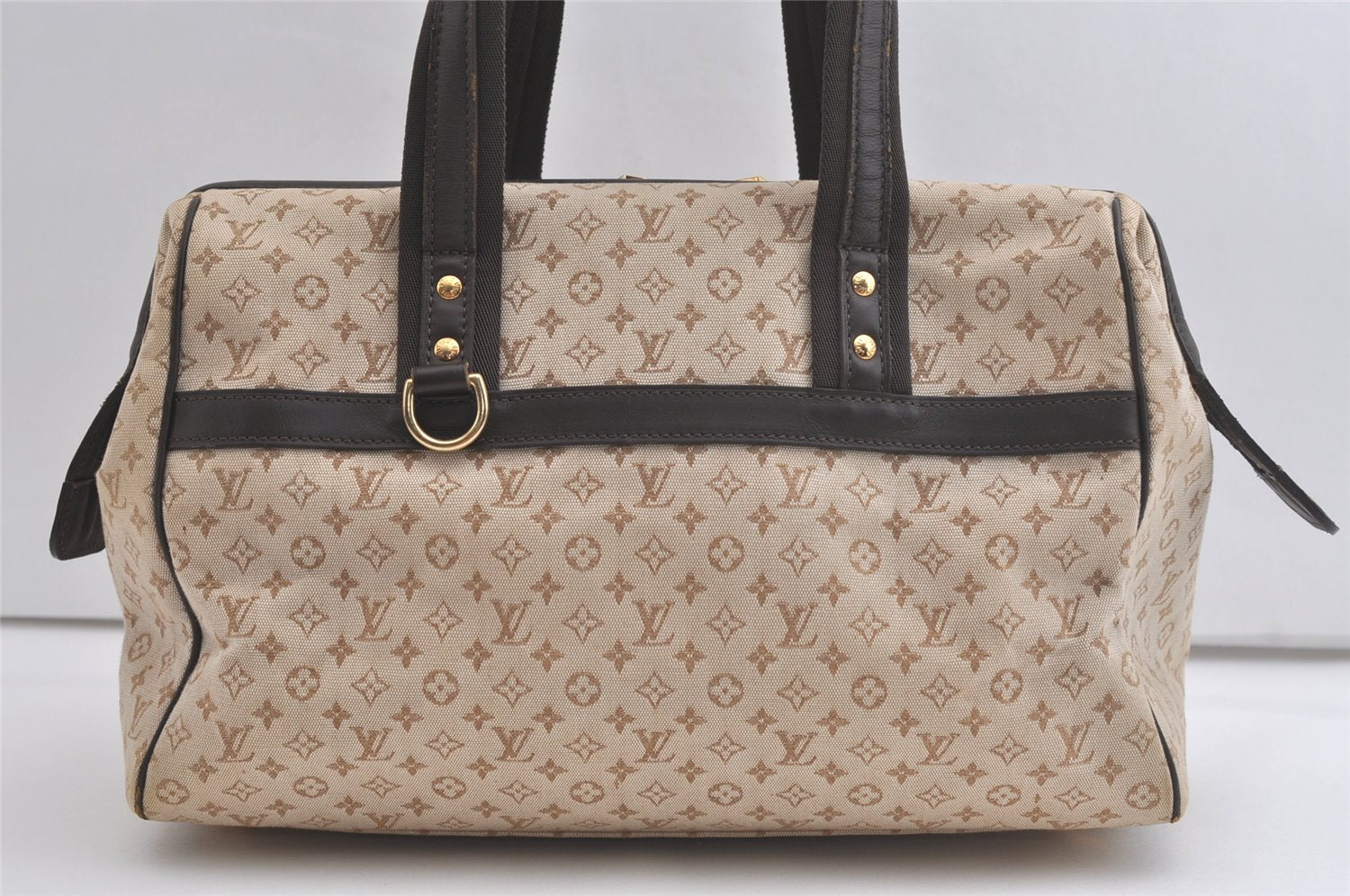 Auth Louis Vuitton Monogram Mini Josephine GM Hand Bag Beige M92413 LV 4656K