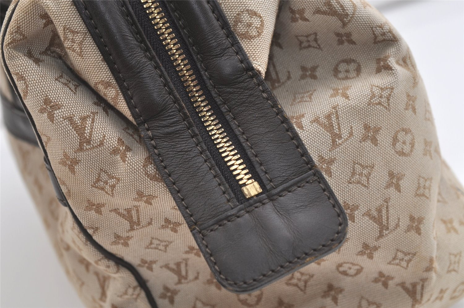 Auth Louis Vuitton Monogram Mini Josephine GM Hand Bag Beige M92413 LV 4656K