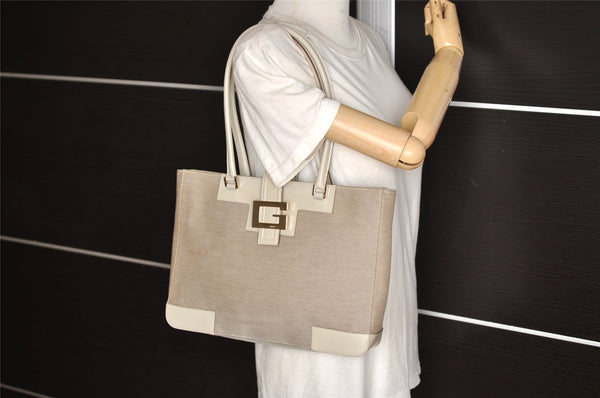 Authentic GUCCI Shoulder Tote Bag Canvas Leather 0021109 Beige Brown 4657K
