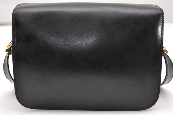 Authentic CELINE Horse Carriage Shoulder Crossbody Bag Purse Leather Black 4659K