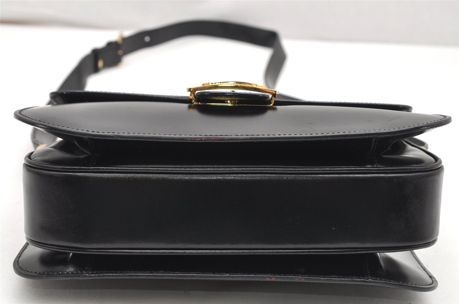 Authentic CELINE Horse Carriage Shoulder Crossbody Bag Purse Leather Black 4659K