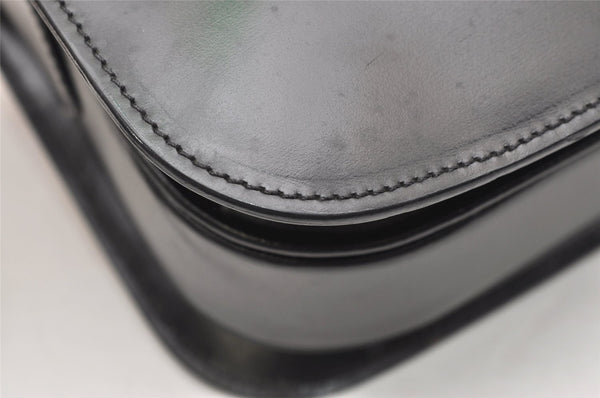 Authentic CELINE Horse Carriage Shoulder Crossbody Bag Purse Leather Black 4659K