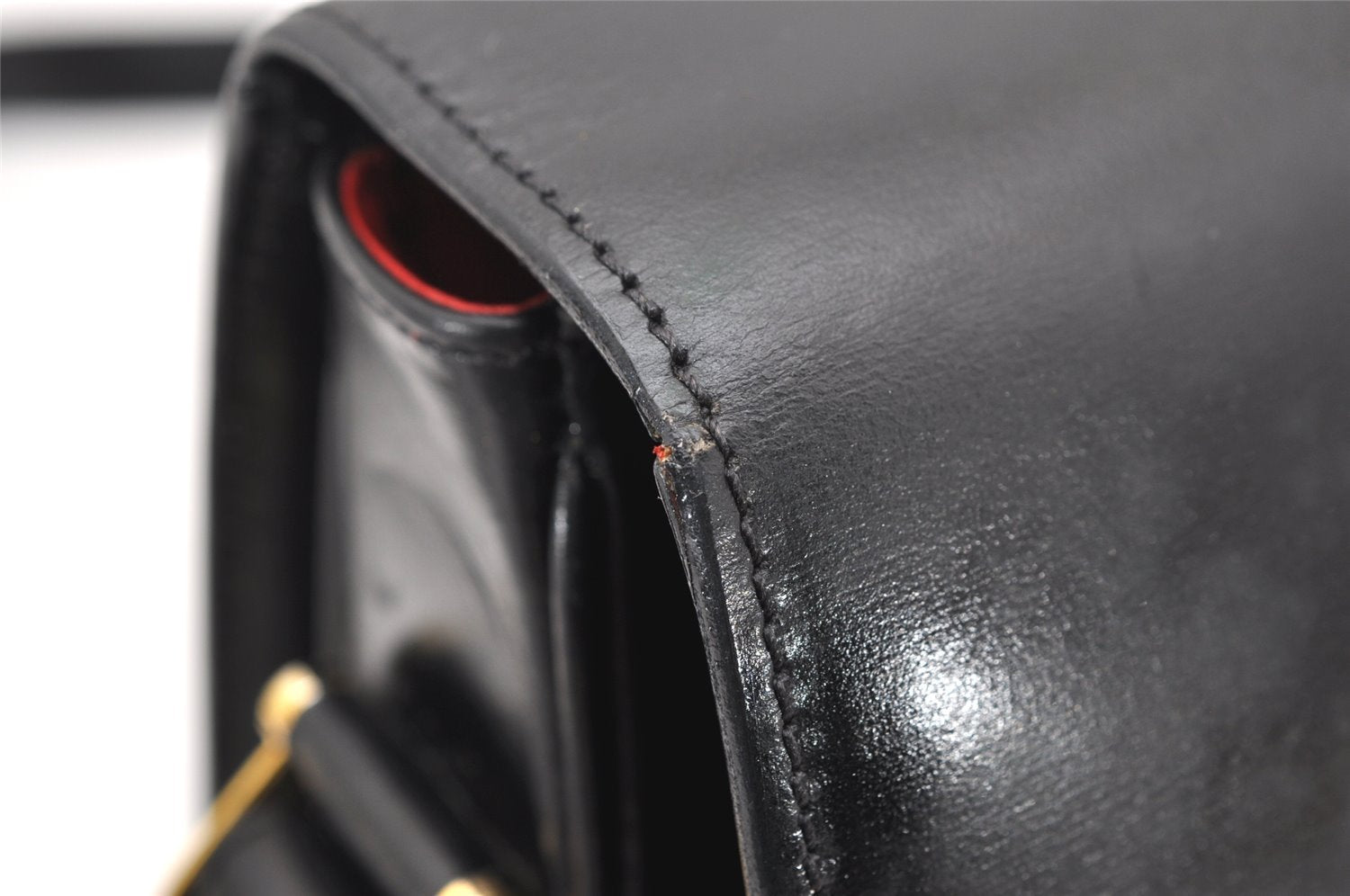 Authentic CELINE Horse Carriage Shoulder Crossbody Bag Purse Leather Black 4659K