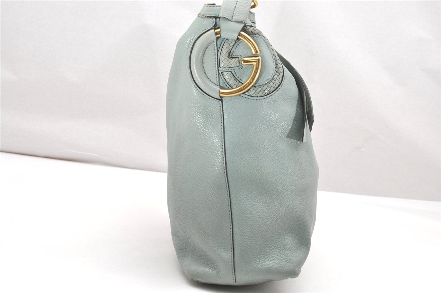 Authentic GUCCI Shoulder Hand Bag Purse Leather 309530 Light Blue 4661K