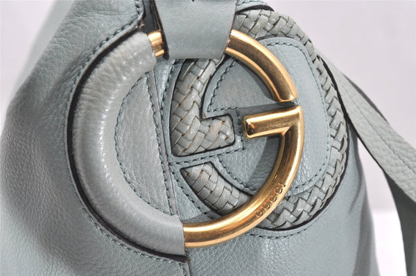 Authentic GUCCI Shoulder Hand Bag Purse Leather 309530 Light Blue 4661K