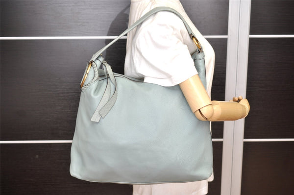 Authentic GUCCI Shoulder Hand Bag Purse Leather 309530 Light Blue 4661K