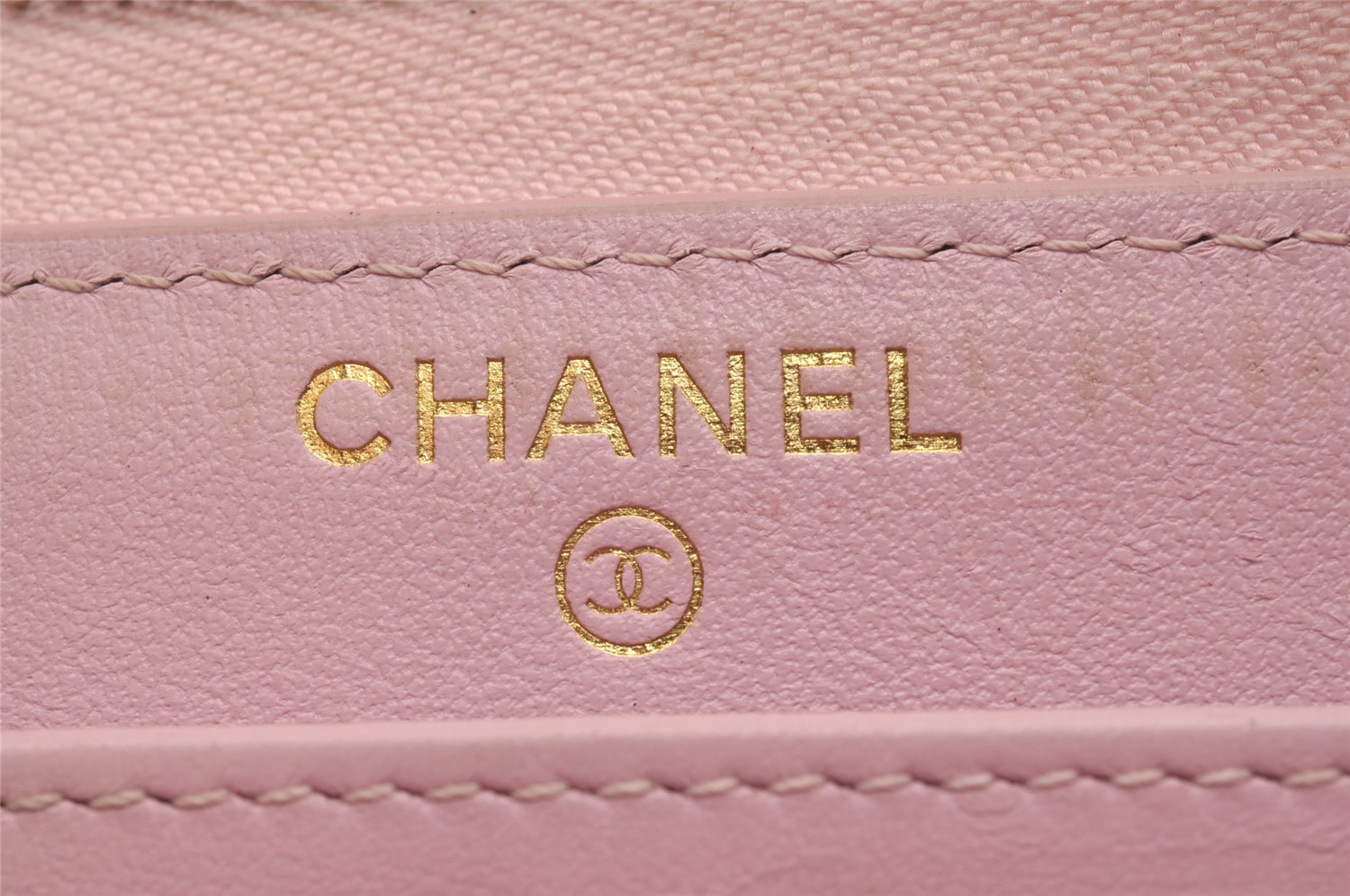 Authentic CHANEL Matelasse Caviar Skin CC Logo Long Wallet Purse Pink 4664I