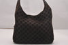 Authentic GUCCI Shoulder Tote Bag GG Suede Leather 0013297 Brown Junk 4665J