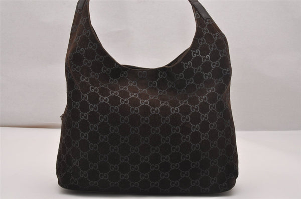 Authentic GUCCI Shoulder Tote Bag GG Suede Leather 0013297 Brown Junk 4665J