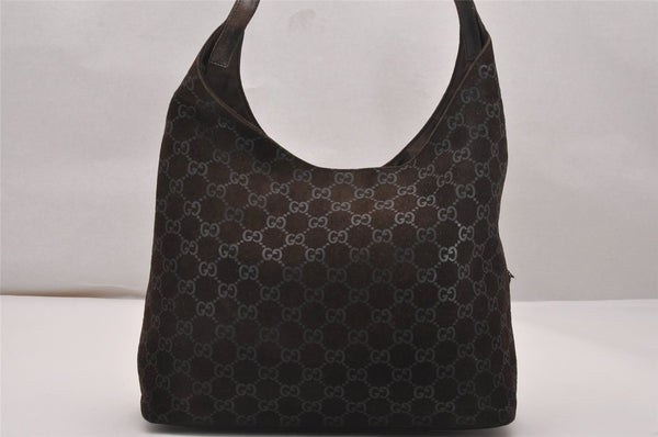 Authentic GUCCI Shoulder Tote Bag GG Suede Leather 0013297 Brown Junk 4665J