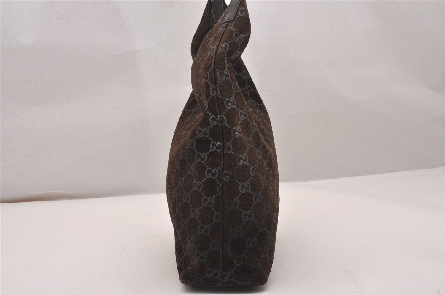 Authentic GUCCI Shoulder Tote Bag GG Suede Leather 0013297 Brown Junk 4665J