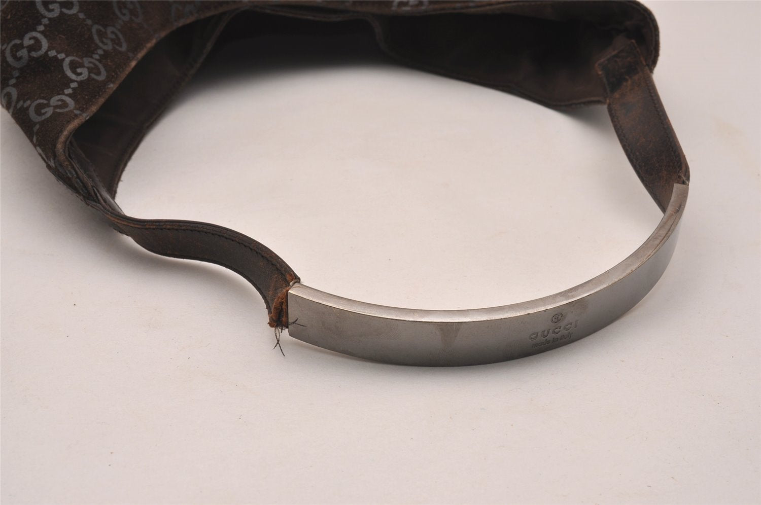 Authentic GUCCI Shoulder Tote Bag GG Suede Leather 0013297 Brown Junk 4665J