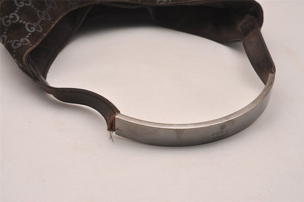 Authentic GUCCI Shoulder Tote Bag GG Suede Leather 0013297 Brown Junk 4665J