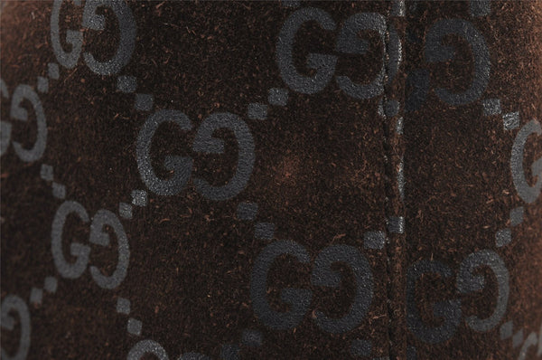 Authentic GUCCI Shoulder Tote Bag GG Suede Leather 0013297 Brown Junk 4665J