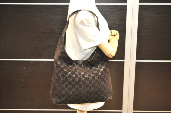 Authentic GUCCI Shoulder Tote Bag GG Suede Leather 0013297 Brown Junk 4665J