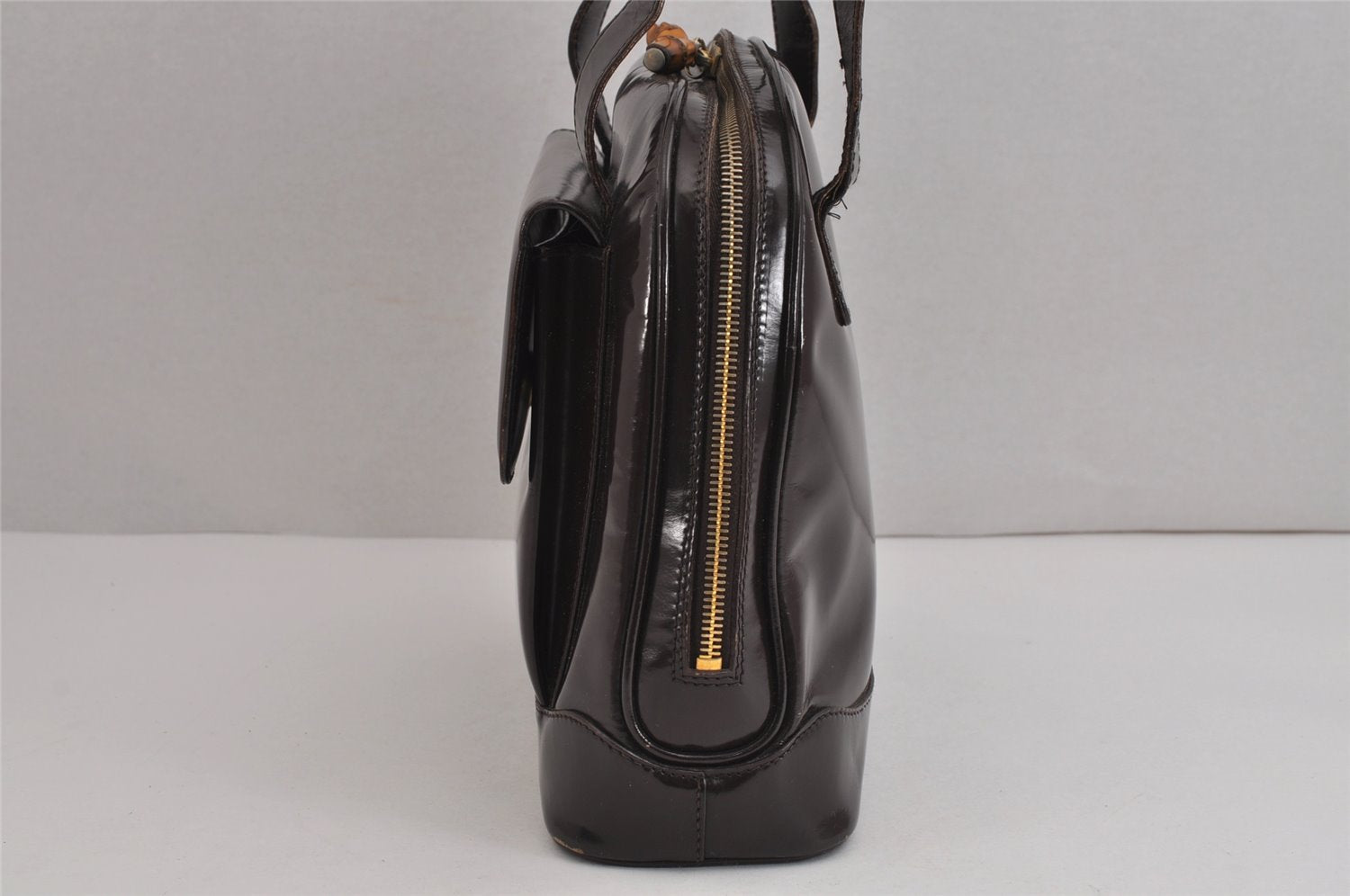 Authentic GUCCI Vintage Bamboo Shoulder Hand Bag Purse Leather Brown Junk 4666J