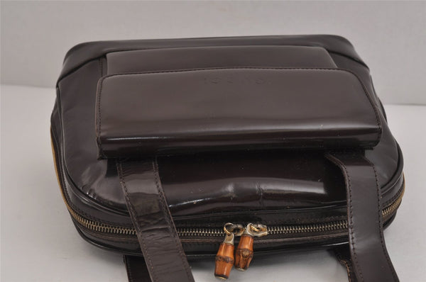 Authentic GUCCI Vintage Bamboo Shoulder Hand Bag Purse Leather Brown Junk 4666J