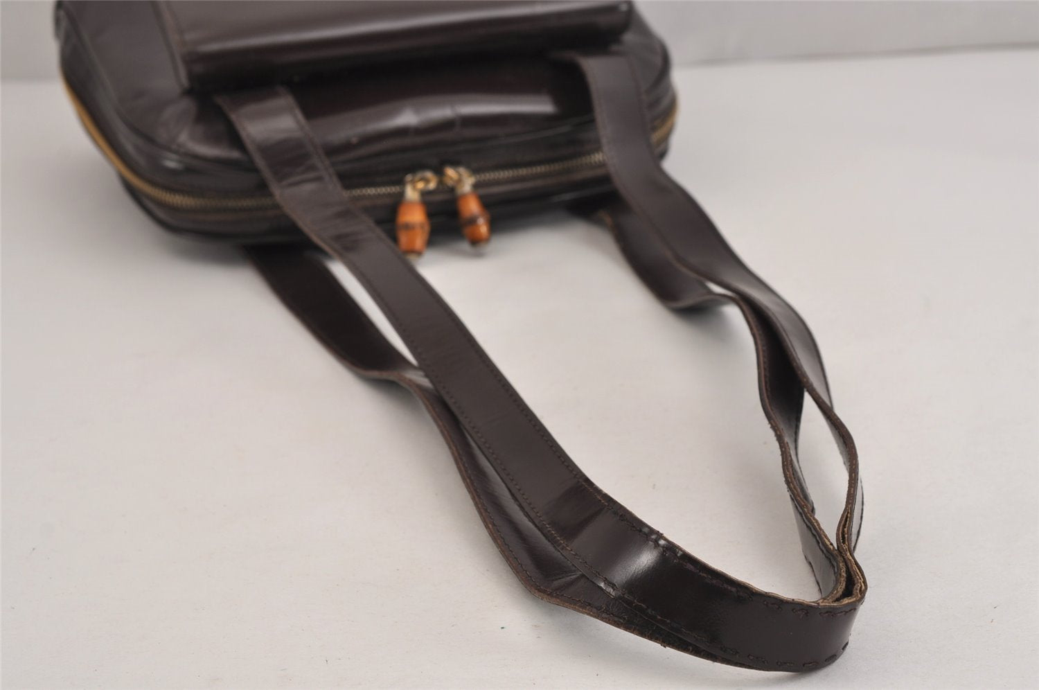 Authentic GUCCI Vintage Bamboo Shoulder Hand Bag Purse Leather Brown Junk 4666J
