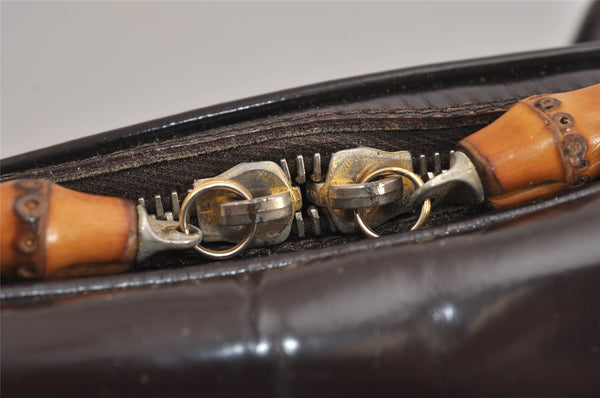 Authentic GUCCI Vintage Bamboo Shoulder Hand Bag Purse Leather Brown Junk 4666J
