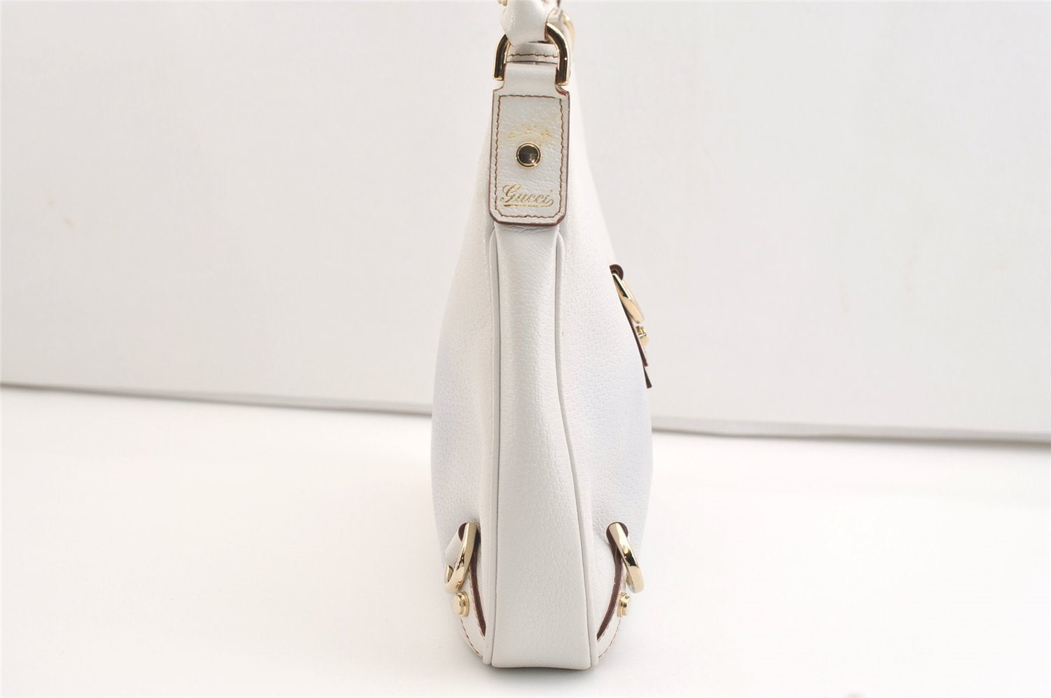 Authentic GUCCI Vintage Abbey Shoulder Hand Bag Purse Leather 130738 White 4667J