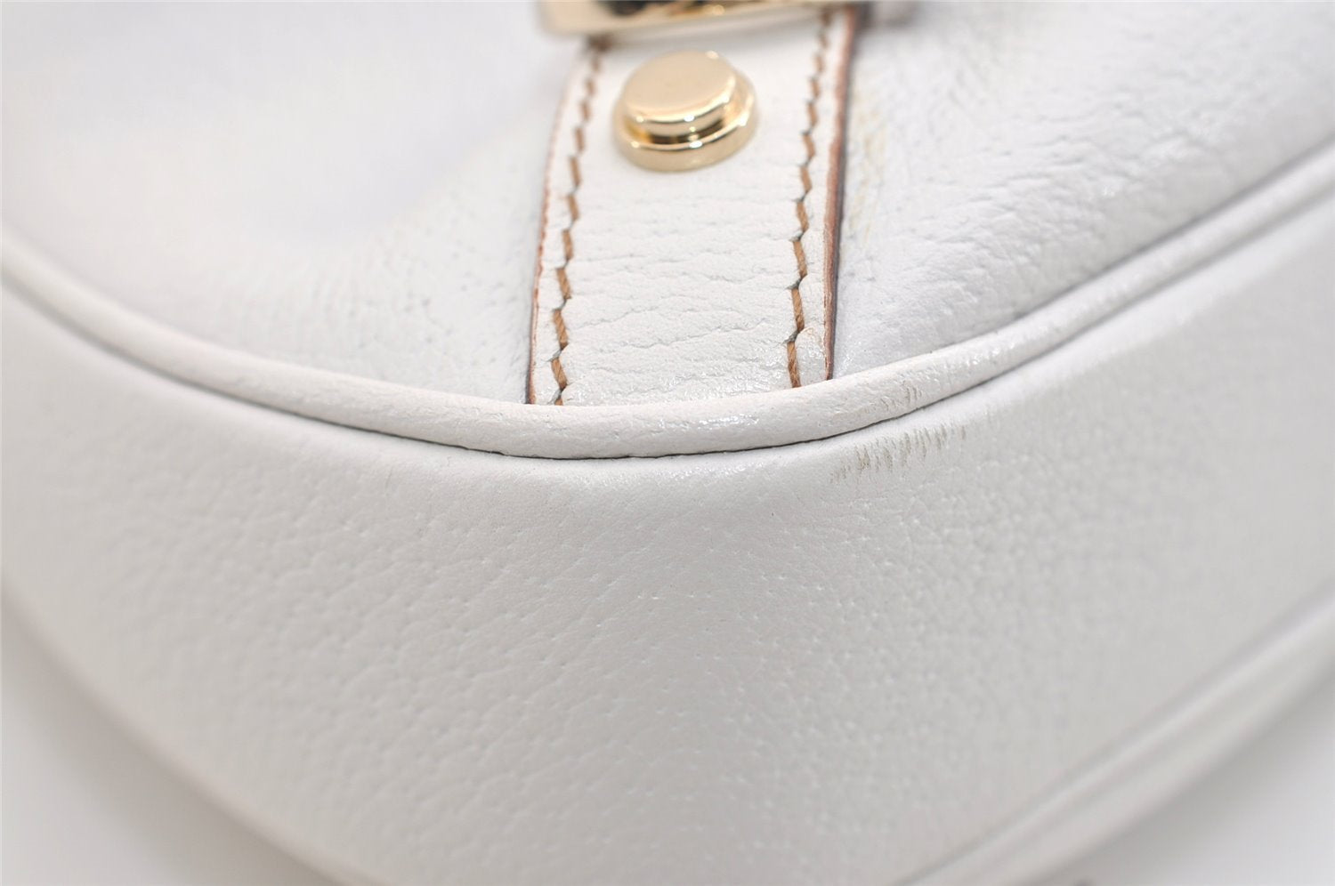 Authentic GUCCI Vintage Abbey Shoulder Hand Bag Purse Leather 130738 White 4667J