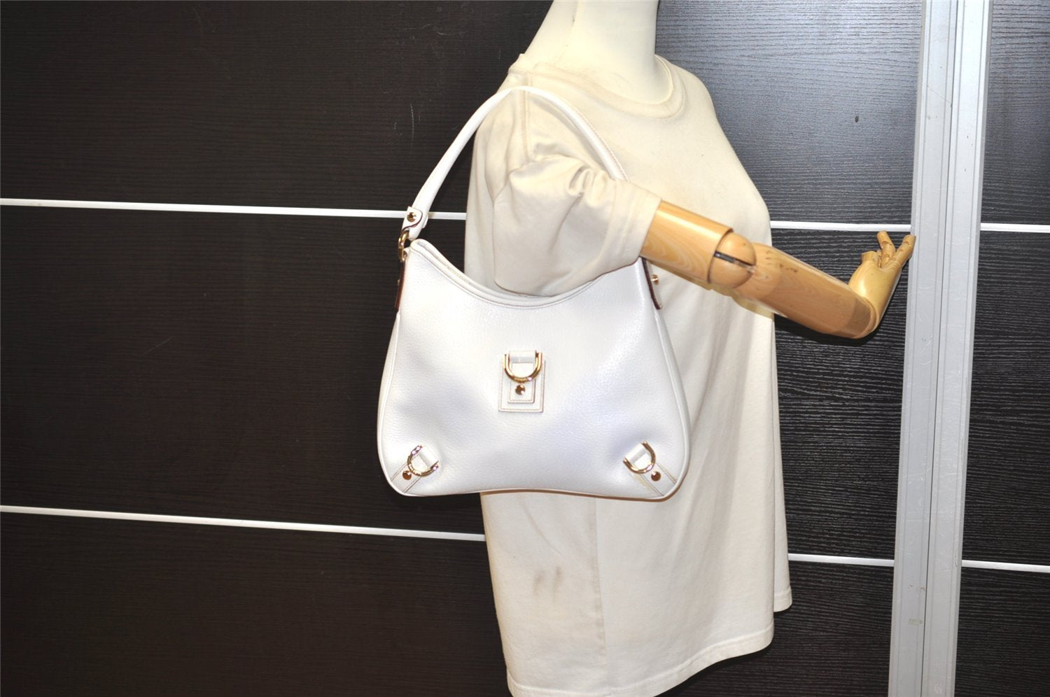 Authentic GUCCI Vintage Abbey Shoulder Hand Bag Purse Leather 130738 White 4667J