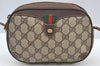 Authentic GUCCI Web Sherry Line Shoulder Cross Bag GG PVC Leather Brown 4668H