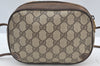 Authentic GUCCI Web Sherry Line Shoulder Cross Bag GG PVC Leather Brown 4668H